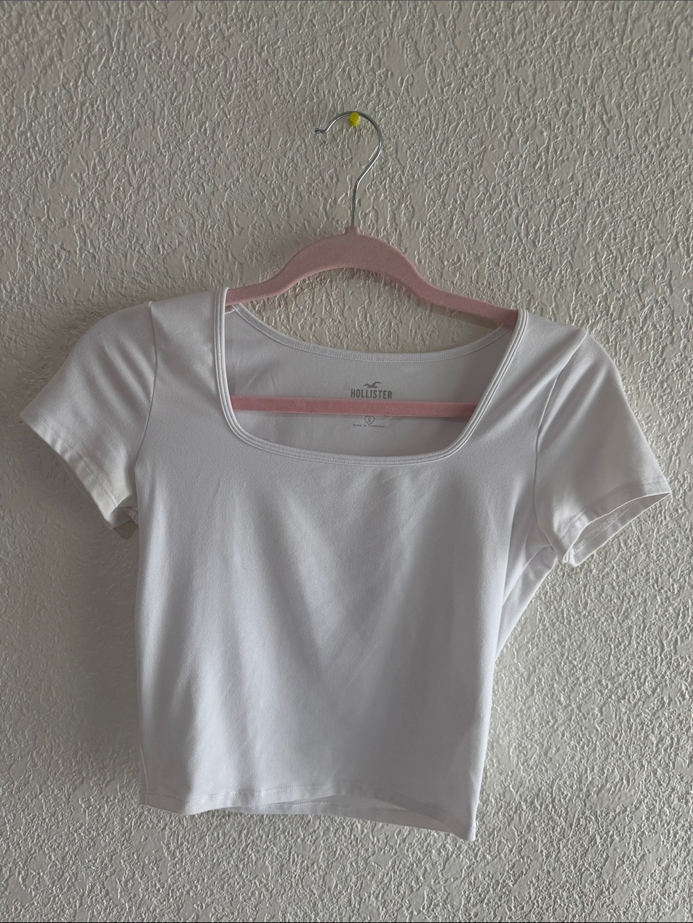 Hollister White Square Neck Crop Tee